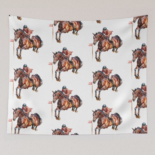 Item preview, Equestrian Show Jumper in Mid-Leap Watercolor designed and sold by Anastasiia Yurevych.