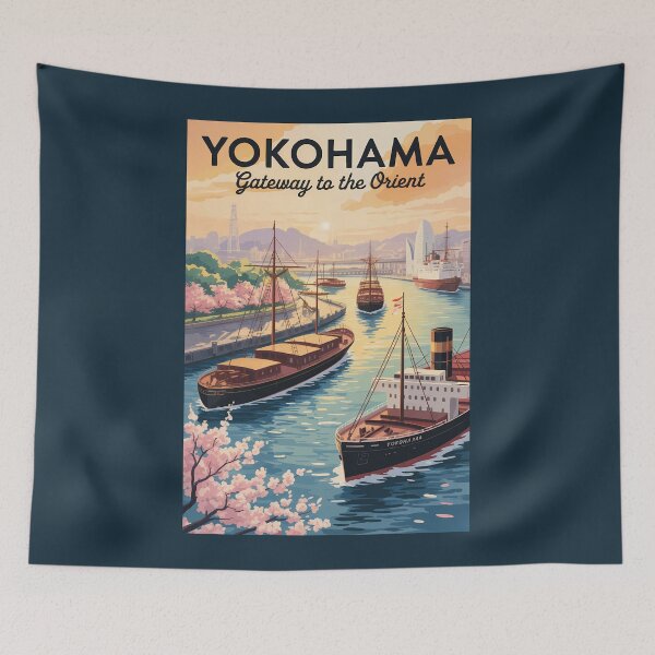 Item preview, Yokohama Japan Illustration Travel Art Vintage designed and sold by KrisSidDesigns.