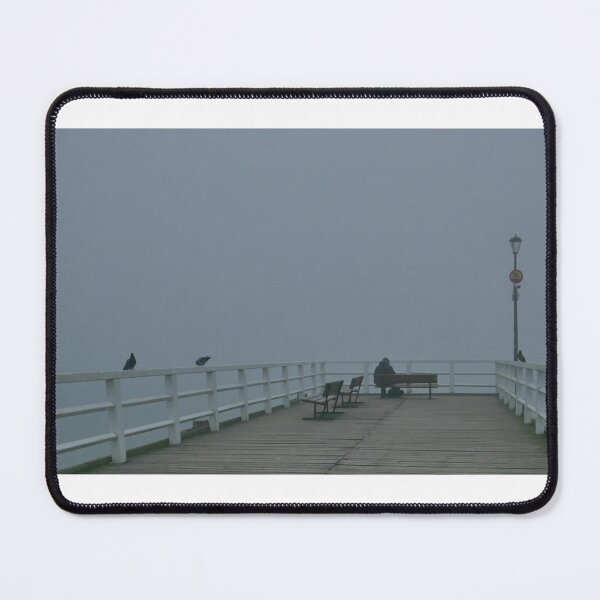 Item preview, Lonely Figure on a Foggy Pier designed and sold by Moronatorium.