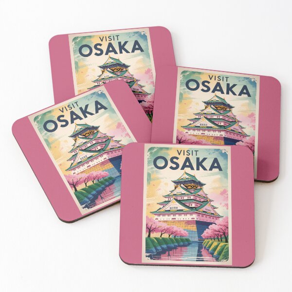Item preview, Osaka Japan Castle Illustration Travel Art Vintage designed and sold by KrisSidDesigns.