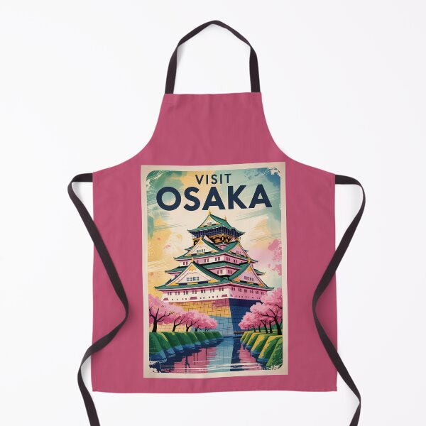 Item preview, Osaka Japan Castle Illustration Travel Art Vintage designed and sold by KrisSidDesigns.
