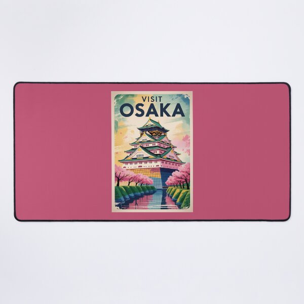 Item preview, Osaka Japan Castle Illustration Travel Art Vintage designed and sold by KrisSidDesigns.