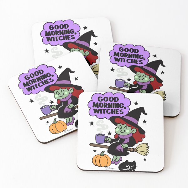 Item preview, Good Morning Witches Cute Halloween Coffee Witch Aesthetic Design designed and sold by effdesigns.