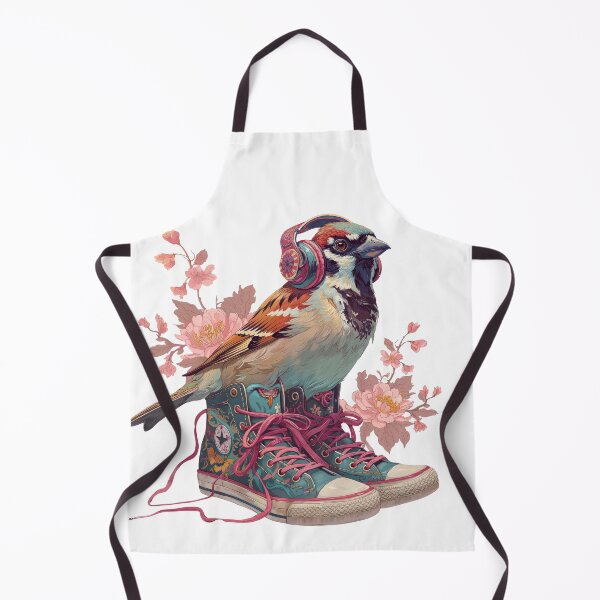 Item preview, Stylish Sparrow with Headphones and Floral Sneakers designed and sold by Anastasiia Yurevych.