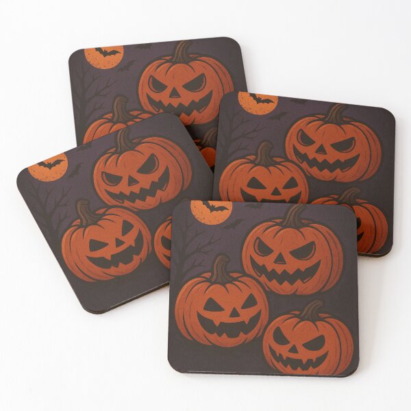 Item preview, Scary Halloween Pumpkins with Bats and Full Moon Illustration designed and sold by Top Tier Clothes.