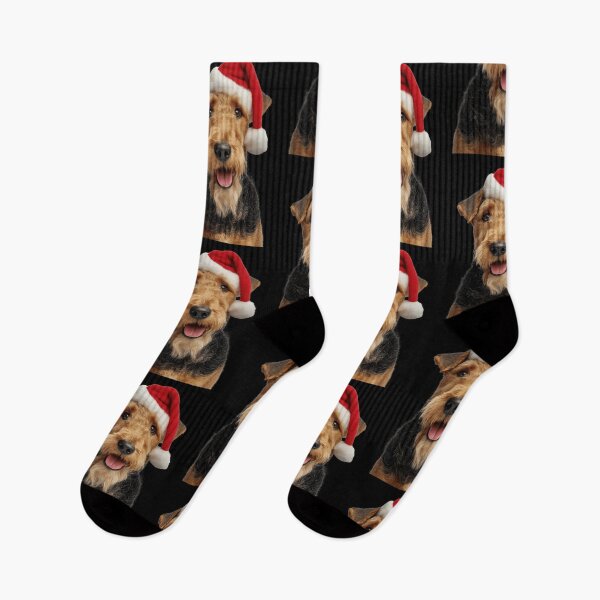Item preview, Airedale Terrier with Christmas Hat – Festive Airedale Terrier Xmas Design designed and sold by LazyOwlStore.