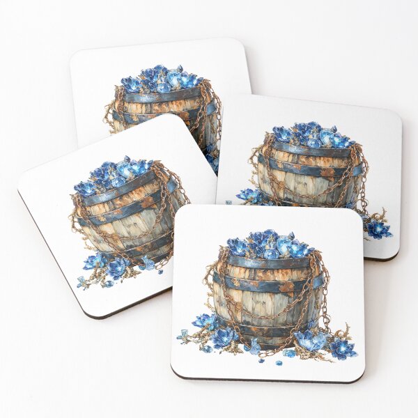 Item preview, Rustic Barrel Overflowing with Blue Crystals designed and sold by Anastasiia Yurevych.