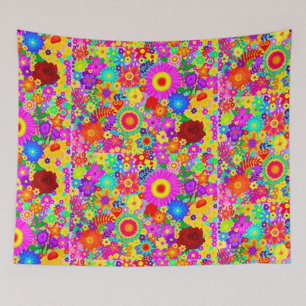 Item preview, Psychedelic Rainbow Flower Power | Vibrant Retro Floral Artwork designed and sold by Vividality.