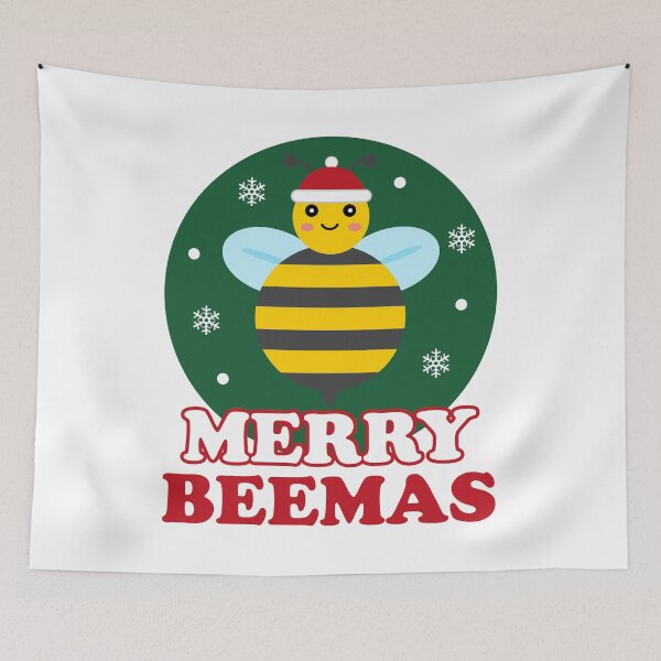 Item preview, Merry Beemas - Cute Funny Christmas Bee Pun designed and sold by Shape Snip Studio.