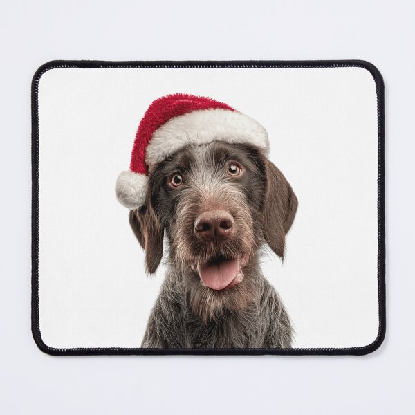 Item preview, German Wirehaired Pointer with Christmas Hat – Festive German Wirehaired Pointer Xmas Design designed and sold by LazyOwlStore.