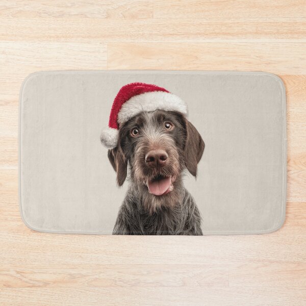 Item preview, German Wirehaired Pointer with Christmas Hat – Festive German Wirehaired Pointer Xmas Design designed and sold by LazyOwlStore.