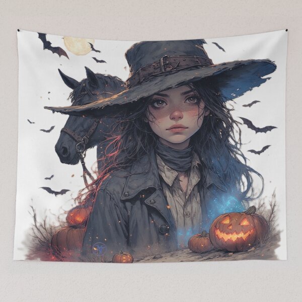 Item preview, Moonlit Cowgirl & Horse – Western Halloween Portrait  NegarTV Designs designed and sold by NegarTv Designs.