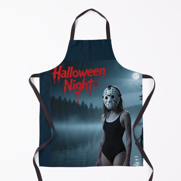 Item preview, A girl in a bathing suit, a Halloween horror movie, and Jason's hockey mask from Friday the 13th. designed and sold by Kilakila.