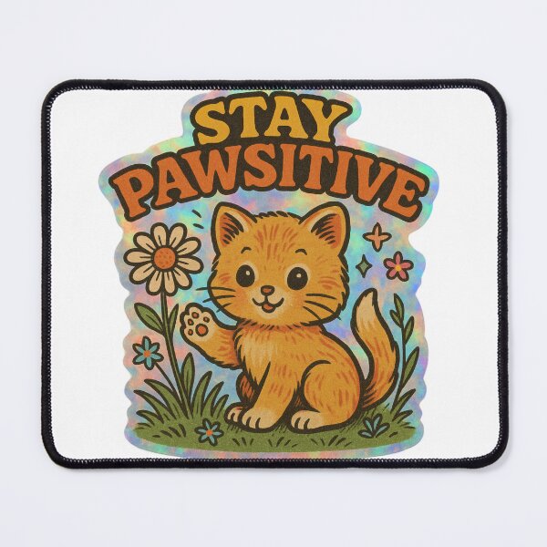 Item preview, Stay Pawsitive Hologram Cat Sticker designed and sold by Travelcases.