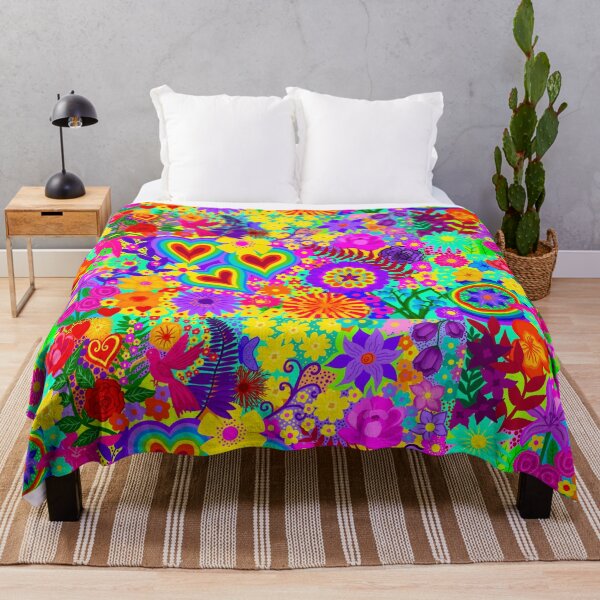 Item preview, Rainbow Heart Flower Power Pattern | Colorful Retro Psychedelic Art designed and sold by Vividality.