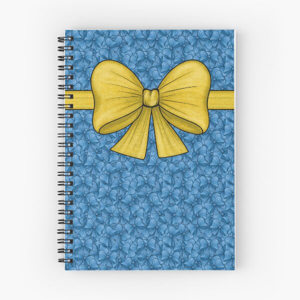 Item preview, Yellow bow with a ribbon on a pattern background from blue bows designed and sold by Cherevan.