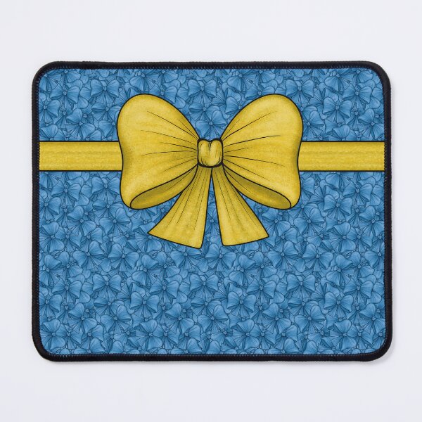 Item preview, Yellow bow with a ribbon on a pattern background from blue bows designed and sold by Cherevan.