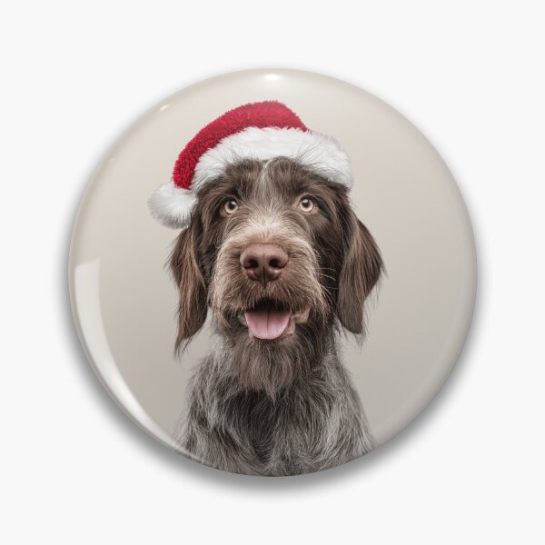 Item preview, Wirehaired Pointing Griffon with Christmas Hat – Festive Wirehaired Pointing Griffon Xmas Design designed and sold by LazyOwlStore.