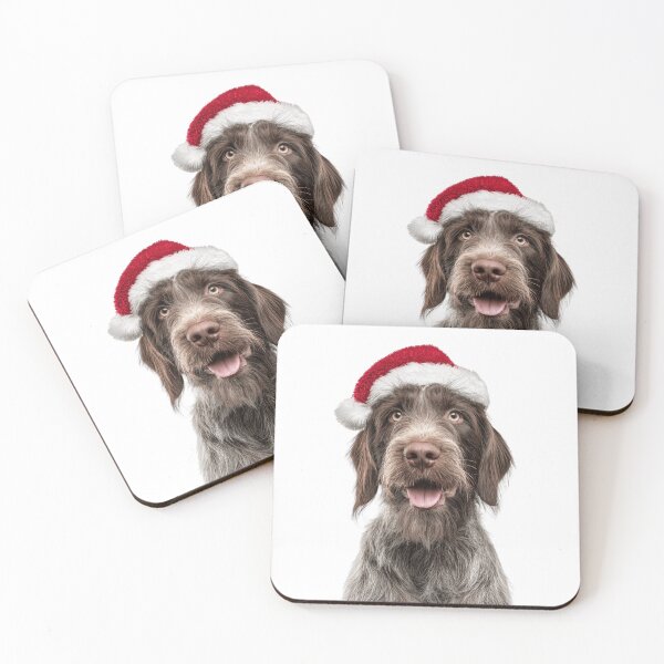 Item preview, Wirehaired Pointing Griffon with Christmas Hat – Festive Wirehaired Pointing Griffon Xmas Design designed and sold by LazyOwlStore.