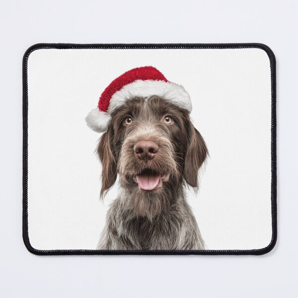 Item preview, Wirehaired Pointing Griffon with Christmas Hat – Festive Wirehaired Pointing Griffon Xmas Design designed and sold by LazyOwlStore.