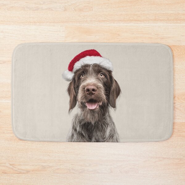 Item preview, Wirehaired Pointing Griffon with Christmas Hat – Festive Wirehaired Pointing Griffon Xmas Design designed and sold by LazyOwlStore.