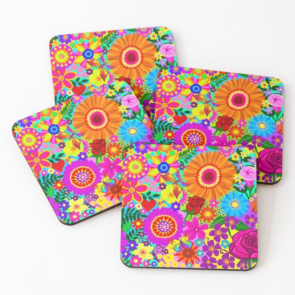 Item preview, Maximalist Kaleidoscope Garden | Colorful Hippie Flower Art designed and sold by Vividality.
