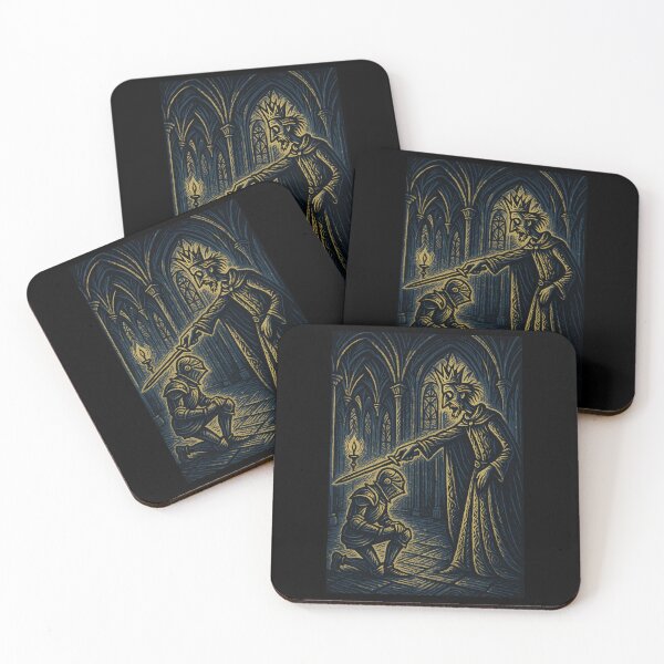 Item preview, Castlecore – The Knighthood Rite – Woodcut Illustration • Vintage Print Aesthetic designed and sold by JacobKAurumhead.