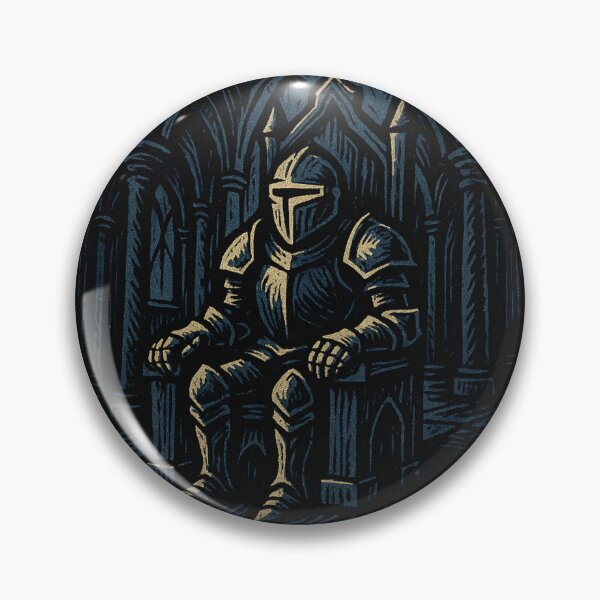 Artikelvorschau, Castlecore – Gepanzerter Ritter auf dem Thron – Holzschnitt-Illustration • Vintage-Druckästhetik entworfen und verkauft von JacobKAurumhead.