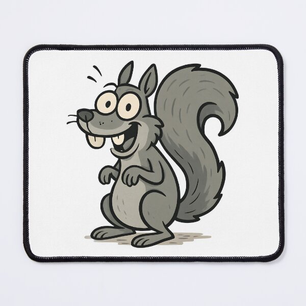 Item preview, Goofy Cartoon Grey Squirrel with Big Eyes and Fluffy Tail. designed and sold by The-T-In-Retro.