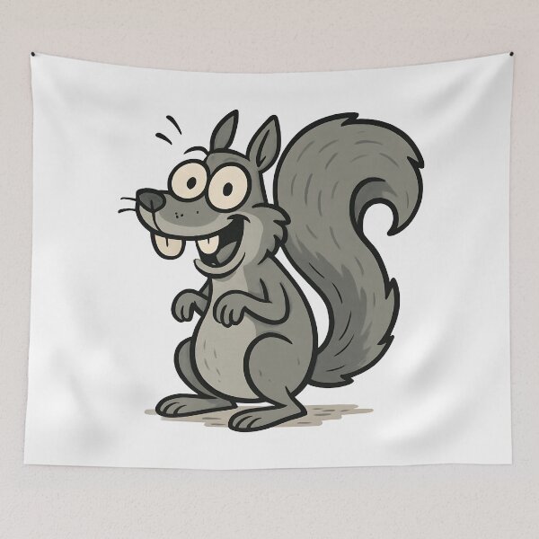 Item preview, Goofy Cartoon Grey Squirrel with Big Eyes and Fluffy Tail. designed and sold by The-T-In-Retro.