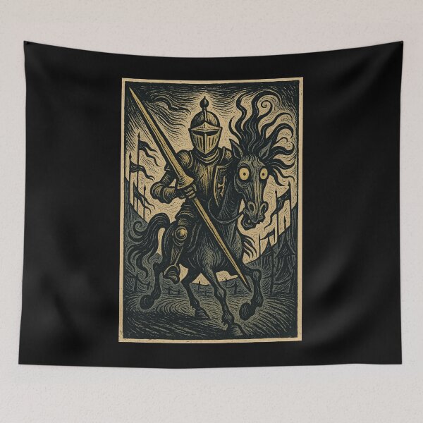 Item preview, Castlecore – Jousting Knight Charge – Woodcut Illustration • Vintage Print Aesthetic designed and sold by JacobKAurumhead.