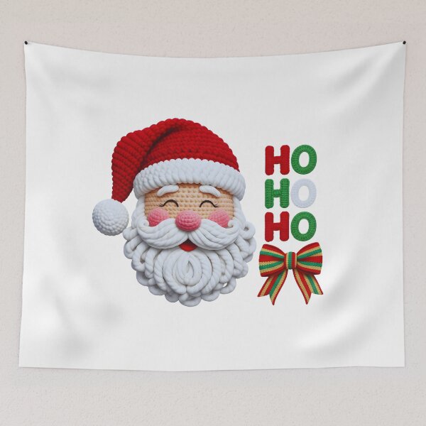 Item preview, Crochet Santa Face with HOHOHO PNG | Cute Knitted Christmas Winter Holiday Design designed and sold by Ellen'Studio.