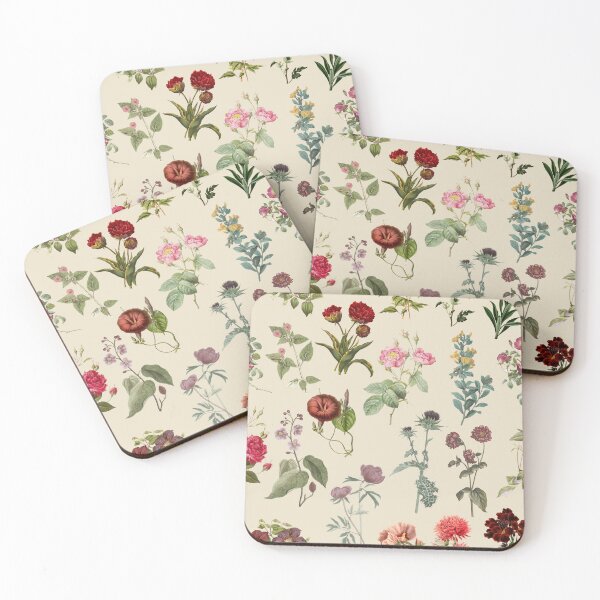 Item preview, Vintage botanical flower illustrations pattern designed and sold by Neeshki.