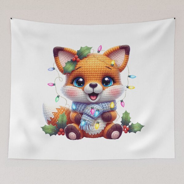 Item preview, Cute Christmas Crochet Fox | Cozy Christmas Knitted Winter Holiday Design designed and sold by Ellen'Studio.