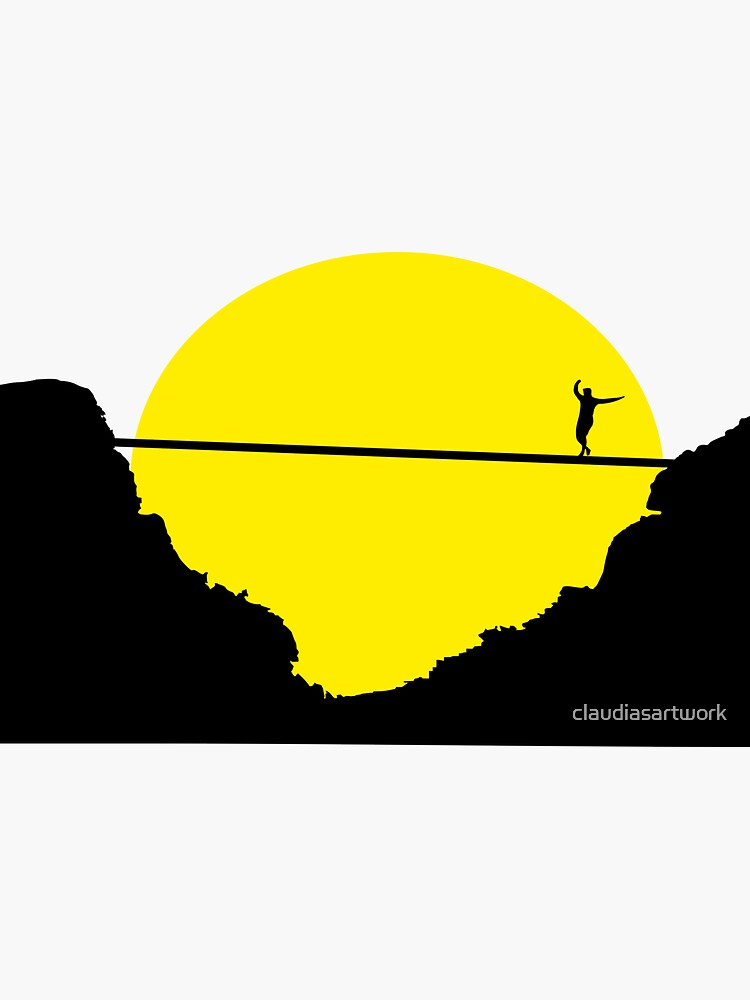 "Slackline, Highline, slacklining" Sticker by claudiasartwork Redbubble