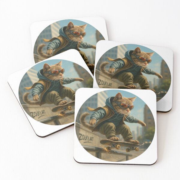 Item preview, Skateboarding Cat – Motion, Freedom, and Fire designed and sold by Zouky.art.