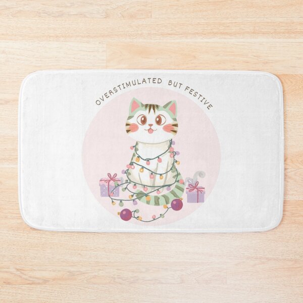 Item preview, Overstimulated But Festive – Funny Cat Christmas Lights Design designed and sold by jelonkaa.