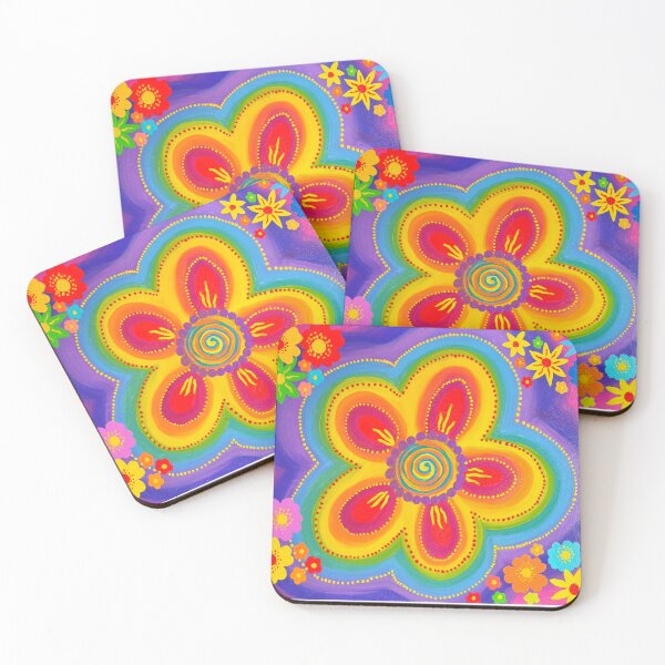 Item preview, Rainbow Flower Power Art | Psychedelic Retro Colorful Floral Design designed and sold by Vividality.
