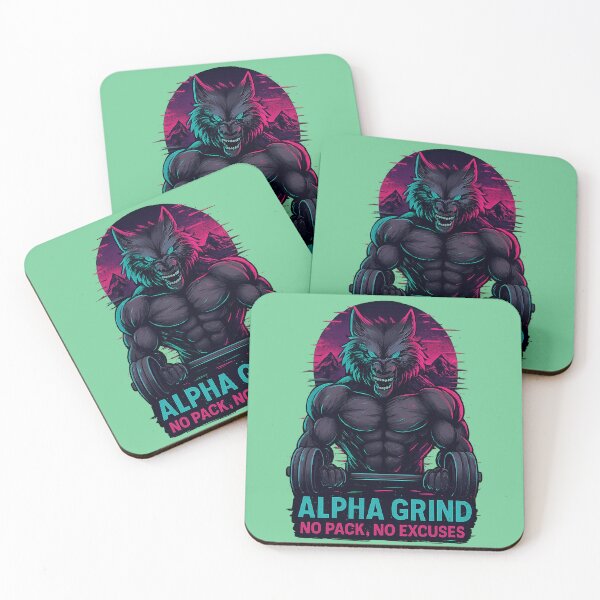 Item preview, Alpha Grind – Muscular Wolf Glitch Fitness Design designed and sold by Modivox.