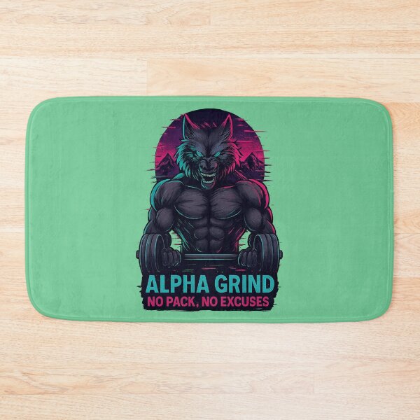 Item preview, Alpha Grind – Muscular Wolf Glitch Fitness Design designed and sold by Modivox.
