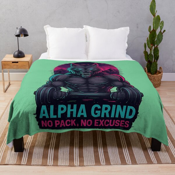 Item preview, Alpha Grind – Muscular Wolf Glitch Fitness Design designed and sold by Modivox.