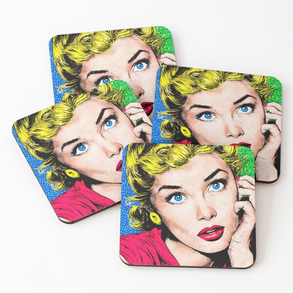 Item preview, Pop Art Woman – Retro Comic Style Portrait with Blue Eyes designed and sold by mliotard.