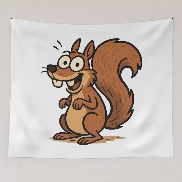 Item preview, Cheerful Cartoon Brown Squirrel with Big Eyes and Bushy Tail. designed and sold by The-T-In-Retro.
