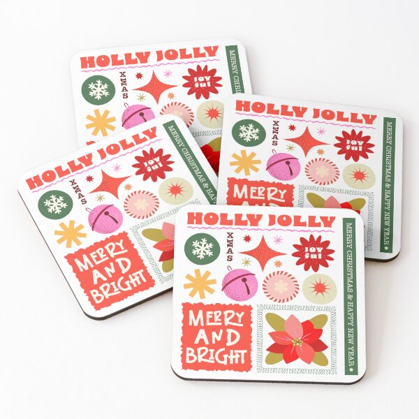 Item preview, Holly Jolly Christmas print, decoration, mud decal design, t-shirt design, cover, hand drawn illustration designed and sold by NatalkaP.