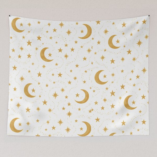 Item preview, Golden Celestial Night – Moon & Stars Pattern designed and sold by Painted Moon by Luna Bee™.