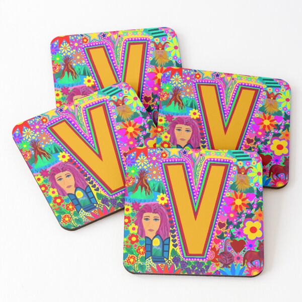 Item preview, Psychedelic Letter V Art | Colourful Retro Alphabet Design designed and sold by Vividality.