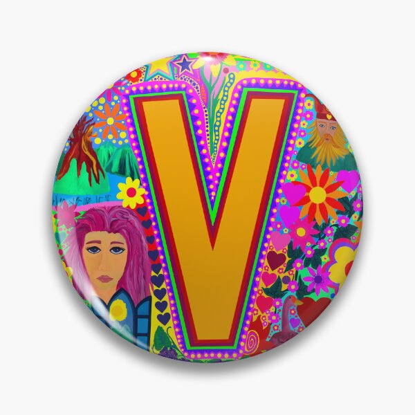 Item preview, Psychedelic Letter V Art | Colourful Retro Alphabet Design designed and sold by Vividality.