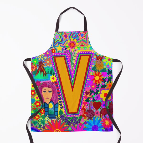 Item preview, Psychedelic Letter V Art | Colourful Retro Alphabet Design designed and sold by Vividality.