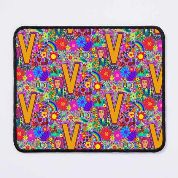 Artikelvorschau, Psychedelischer Buchstabe V Kunst | Farbenfrohes Retro-Alphabet-Design entworfen und verkauft von Vividality.