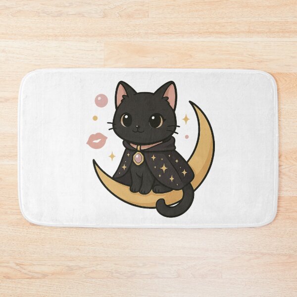 Item preview, Sparkle Cloak Cat Familiar | Chibi Black Cat Witch Sticker & Cute Magical Printable Art | Cat Sticker designed and sold by HerDreamCodes.